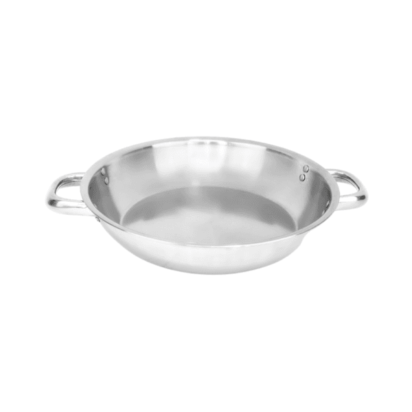 28cm 2mm Satay Fry Pan - Riveted Double Short Handles (great for Caravan Market) - Image 4