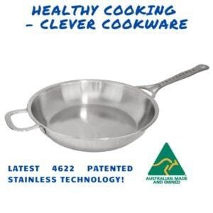28 cm New 4622 Stainless Satay Frypan - Tig Welded Double Handles (long and short handles)